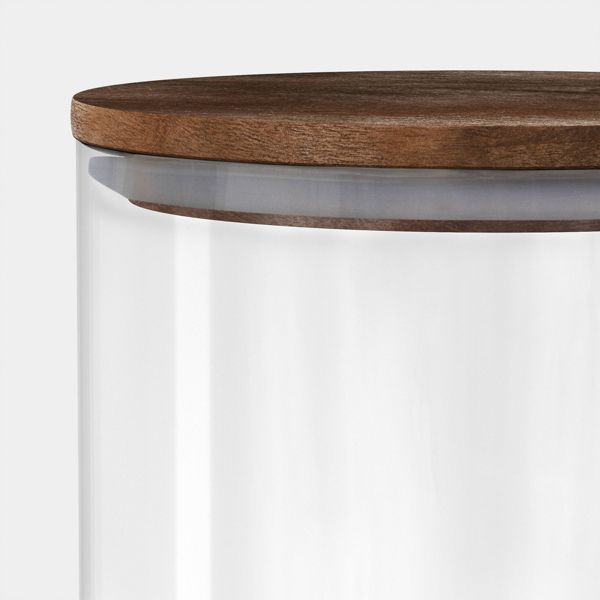 48oz Canister Dark Wood Top Small Clear - Threshold™