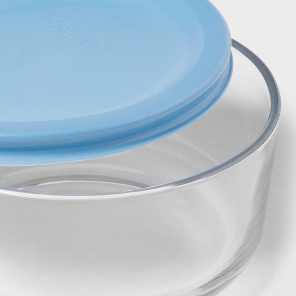 6pc (set of 3) 2c Round Glass Food Storage Container Set Blue - Room Essentials™