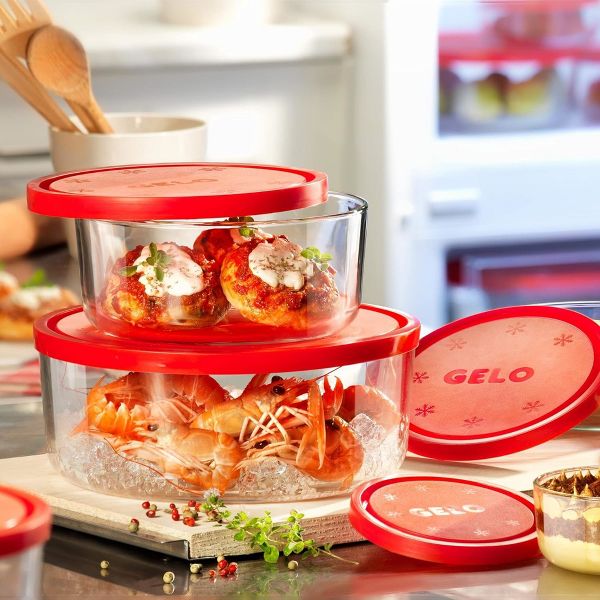 Bormioli Rocco Gelo Glass Bowls with Lids, Set of 4 - BPA-Free Glass Durable Multi-Size Storage, Freezer to Microwave Safe