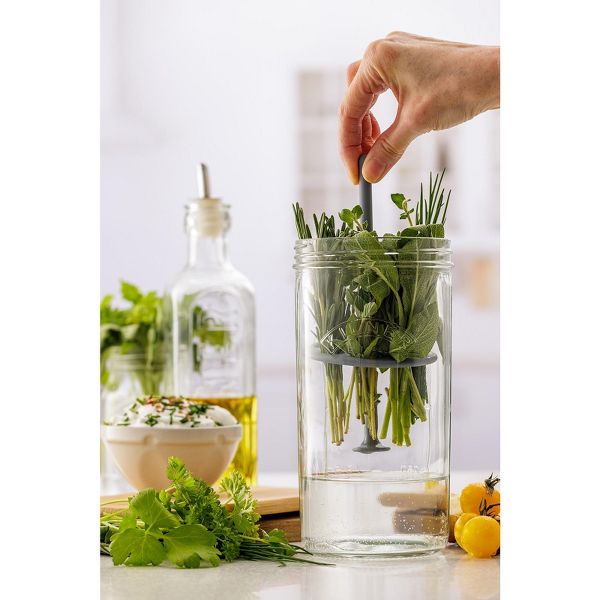 Kilner Fresh Herb Keeper, Glass Herb Storage Jar for Fridge