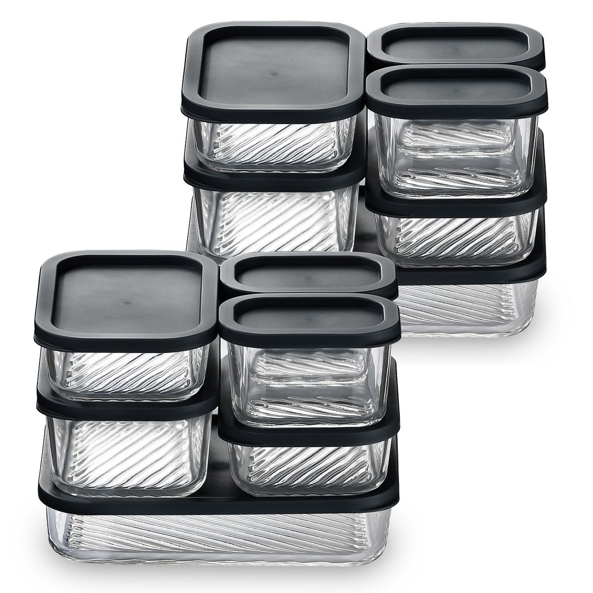 JoyTable Modular Glass Food Storage & Baking Containers – 12-Piece Set, Black Lids