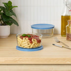 4pc (set of 2) 4c Round Glass Food Storage Container Set Blue - Room Essentials™