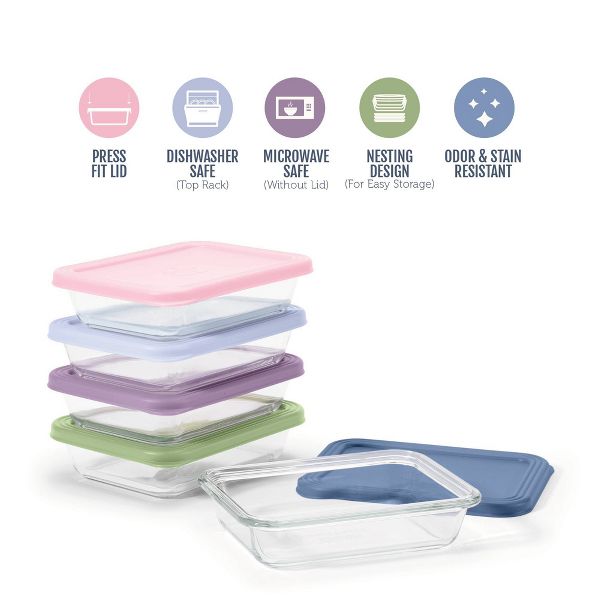 Ello Everyday 10pc 3c Glass Meal prep Food Storage Container Set Coastal Postcard