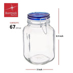 Bormioli Rocco 25.25oz Fido Glass Storage Jar Blue Lid - Airtight Clamp Seal, Italian Made Glass