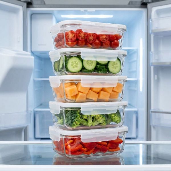 LauKingdom 5 Pack 35oz Midnight Black Borosilicate Glass Food Storage Containers with Lids for Meal Prep and Modern Kitchen Organization