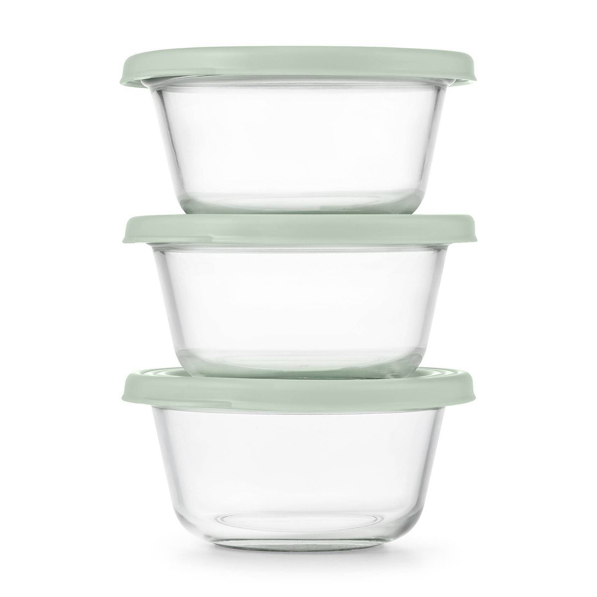 Ello Everyday 3pk 2c Round Glass Food Storage container Set Elemental Blue