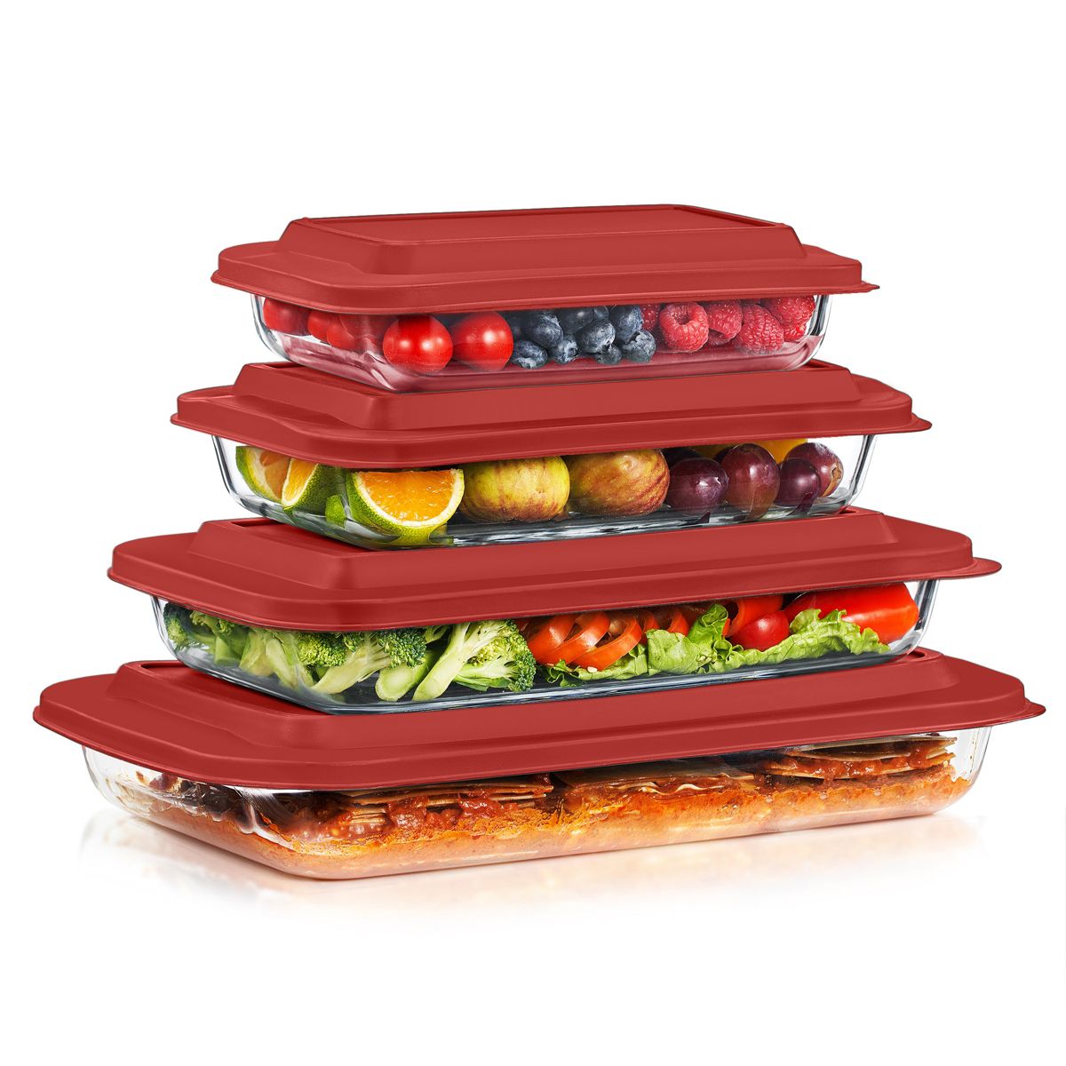 Sorbus 8-Piece Deep Glass Baking Dish Set with Lids - Versatile, Durable, Oven-Safe, & Dishwasher-Safe for Easy Baking, Storing, & Serving
