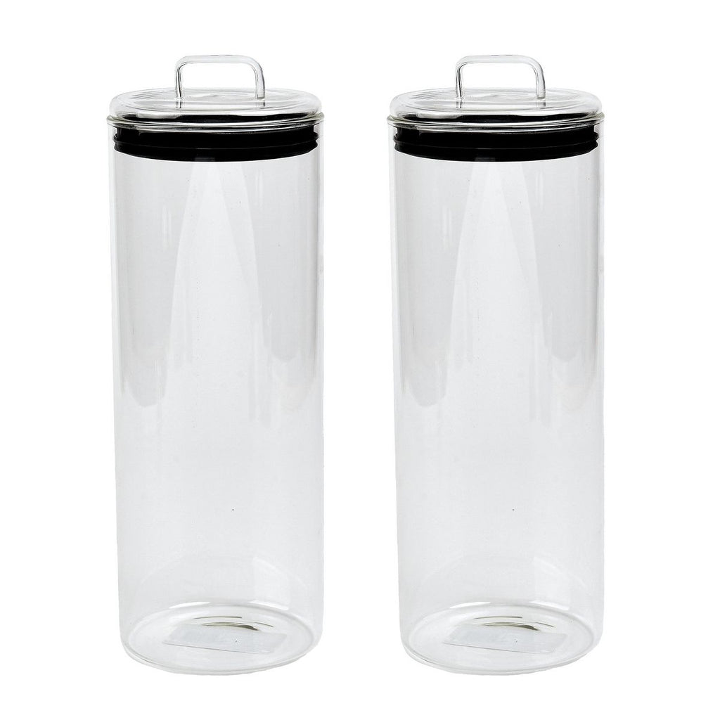 SharpChef 2PK Glass Airtight Storage Jar with Glass Lid, Glass Food Storage Jars, 74 oz / 2.2 L / 9 cups