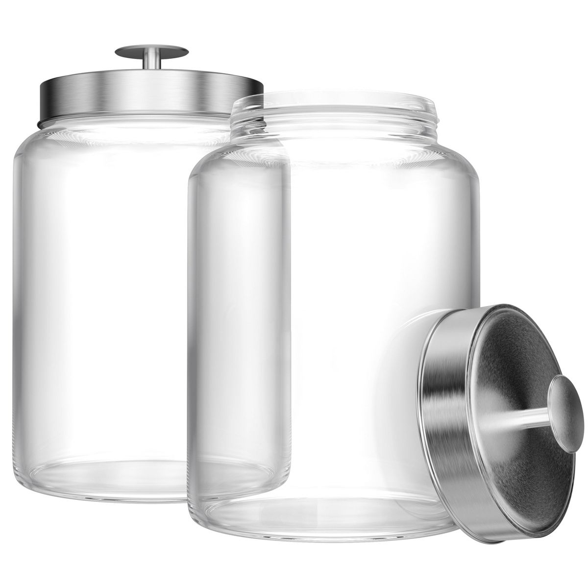 Kook Glass Kitchen & Apothecary Canisters, 1 Gallon, Set of 2, Black