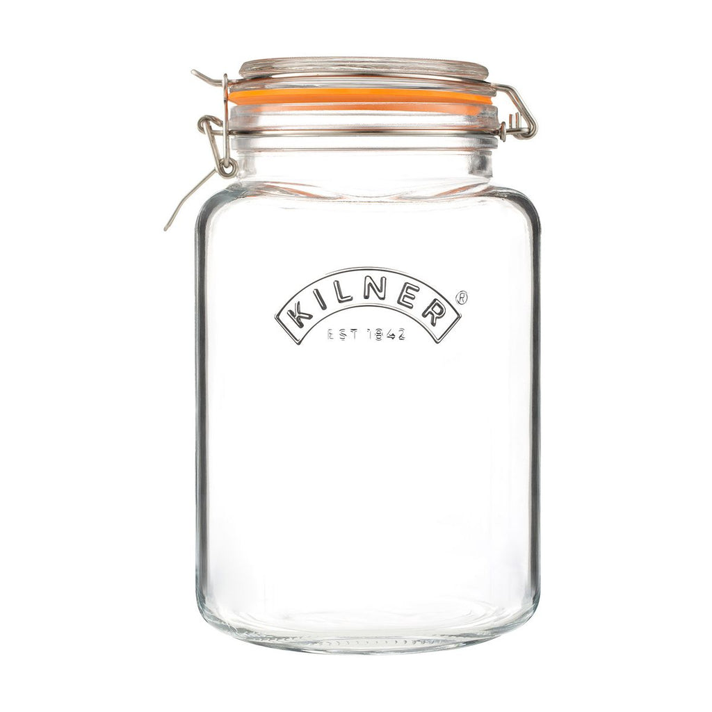 Kilner Square Clip Top Jar for Canning and Food Storage, 102 Ounce
