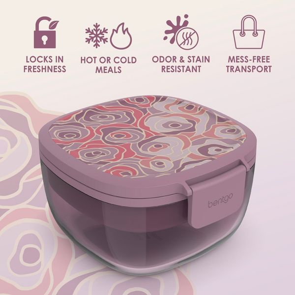 Bentgo 7.6c Glass All-in-One Salad Container Mod Curves Desert Rose