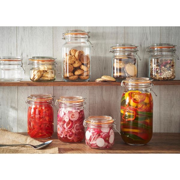 Kilner Square Clip Top Jar for Canning and Food Storage, 102 Ounce