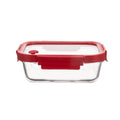 Genicook 35.5oz Rectangle Food Storage Container with Glass Lid Red