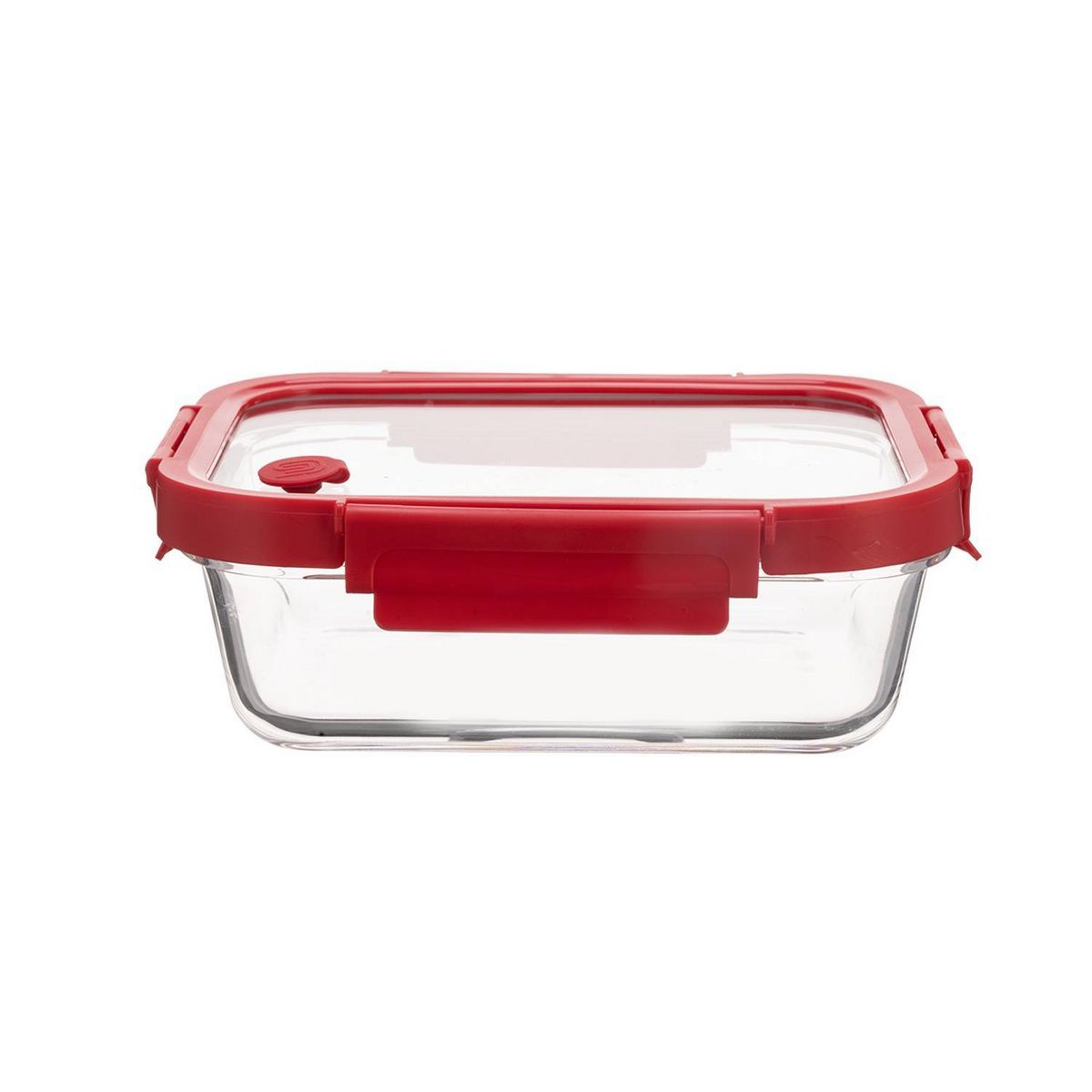 Genicook 35.5oz Rectangle Food Storage Container with Glass Lid Red