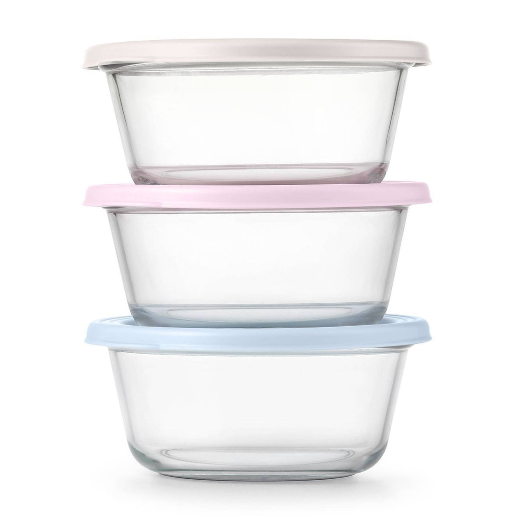 Ello Everyday 3pk 4.5c Round Glass Food Storage container Set Garden Harmony