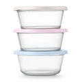 Ello Everyday 3pk 4.5c Round Glass Food Storage container Set Garden Harmony