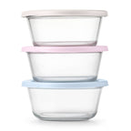 Ello Everyday 3pk 4.5c Round Glass Food Storage container Set Garden Harmony
