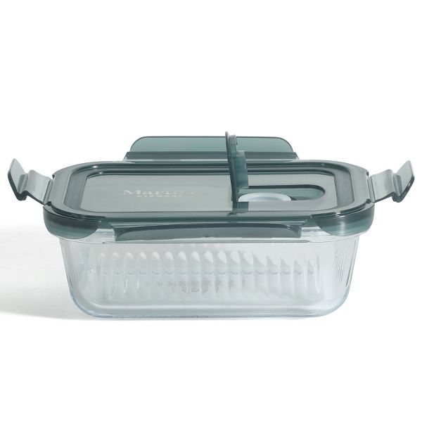 Martha Stewart Shadowbrook 10-Piece Borosilicate Glass Storage Container Set – Airtight Locking Lids, 21.6 oz Lunch Containers