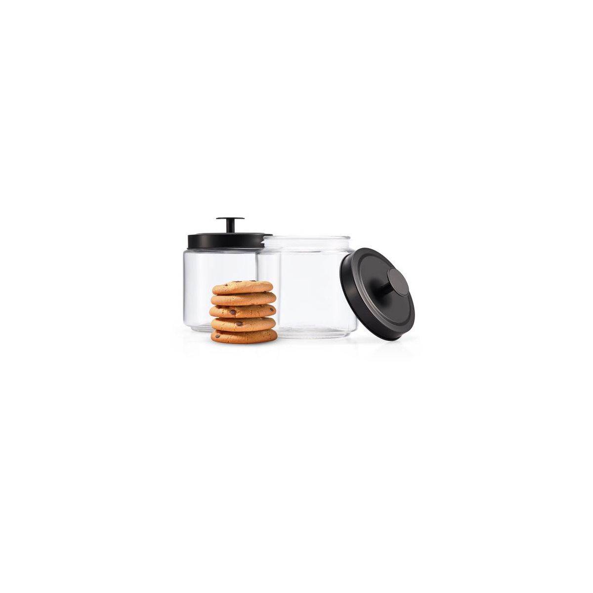 Kook Glass Kitchen & Apothecary Canisters, 1 Gallon, Set of 2, Black