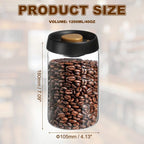 Unique Bargains Glass Airtight Vacuum Seal Coffee Bean Container 40oz Black