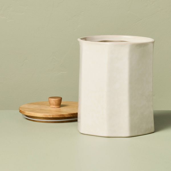 130 fl oz Extra Large Stoneware Canister Sour Cream - Hearth & Hand™ with Magnolia