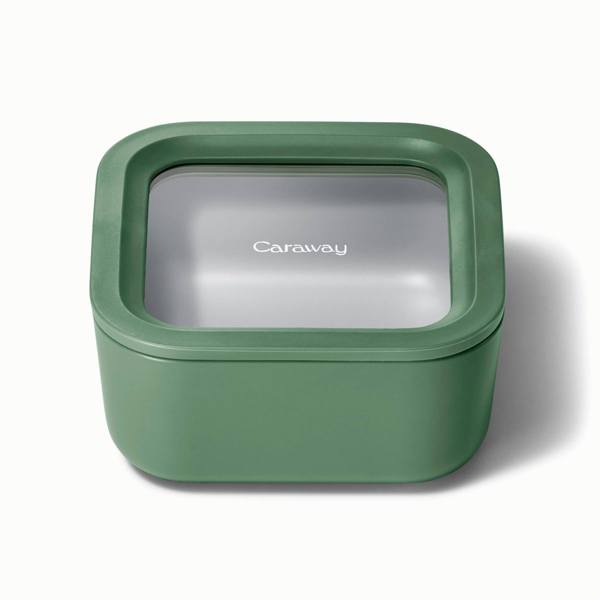 Caraway Home Small Ceramic Coated Glass Food Storage Container Cream: Oven & Microwave Safe, 4.4 Cup Capacity