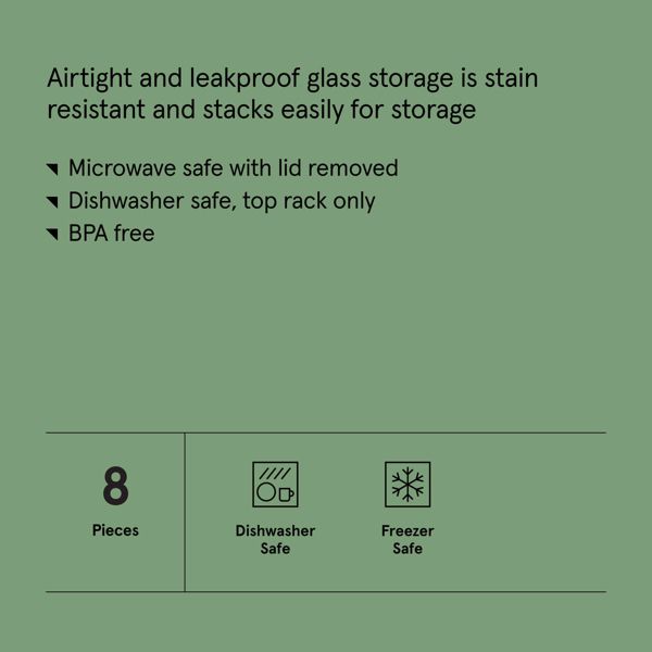 8pc (Set of 4) Glass Food Storage Container Set Clear - Figmint™: Freezer, Dishwasher & Microwave Safe