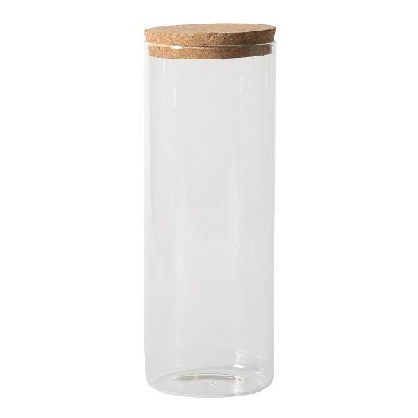 Sur La Table Rue Lumiere 4-Piece Glass Canister Set, Clear Food Storage Jars with Airtight Cork Lids – 57 oz, 45 oz, 34 oz & 25 oz, Dishwasher Safe