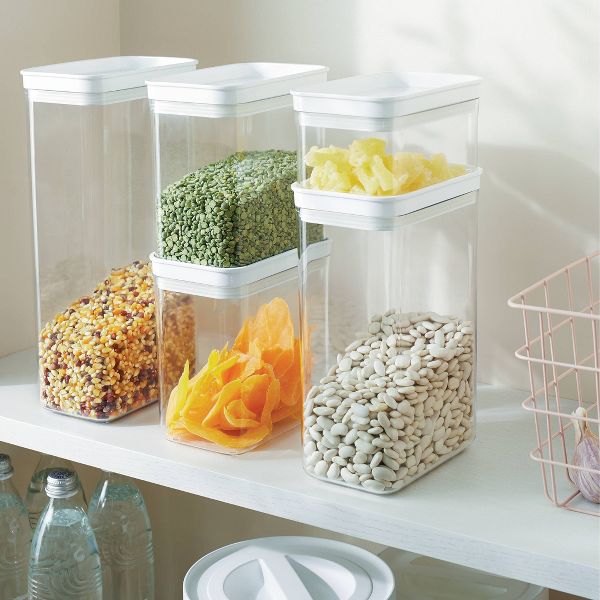 5pc Airtight Canister Set White - Brightroom™: Food Storage Containers, Stackable, Plastic, Kitchen Organization