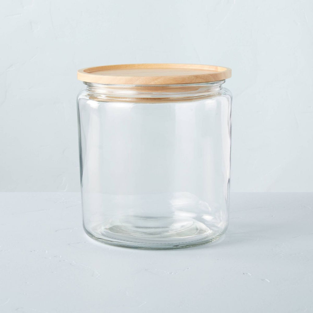 Large 125oz Glass & Wood Storage Canister - Hearth & Hand™ with Magnolia: Airtight Seal, Hand Washable, Kitchen Essential