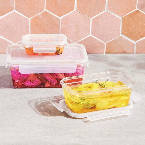 6pc (set of 3) Tritan Plastic Rectangle Food Storage Container Set Clear - Figmint™: Stackable, Dishwasher-Safe