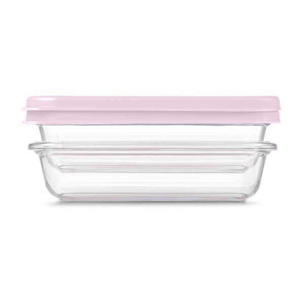 Ello Everyday 2pk 3c Rectangle Glass Food Storage container Set Crystal Pink