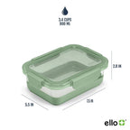 Ello 4pc 3.4c Glass Refresh Food Storage Container Set Green: Meal Prep, Locking Lids, Oven & Microwave Safe