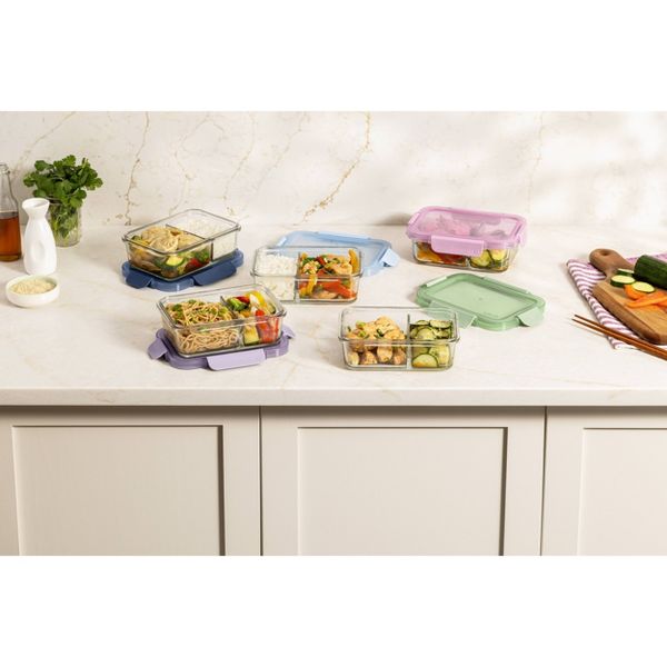 Ello 10pc Color Lock Divided Glass Food Storage Set