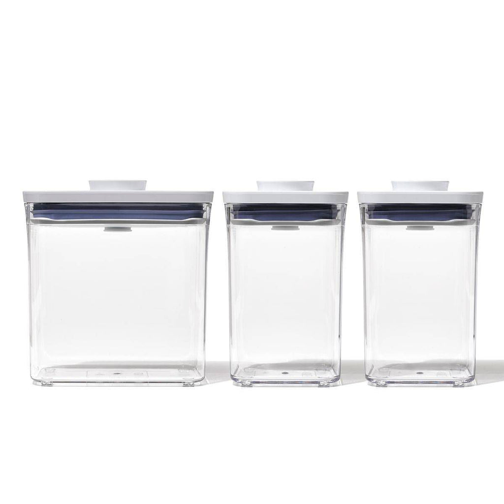 OXO POP 3pc Plastic Food Storage Container Set Clear: Air Tight Seal, Dishwasher-Safe, Lifetime Warranty