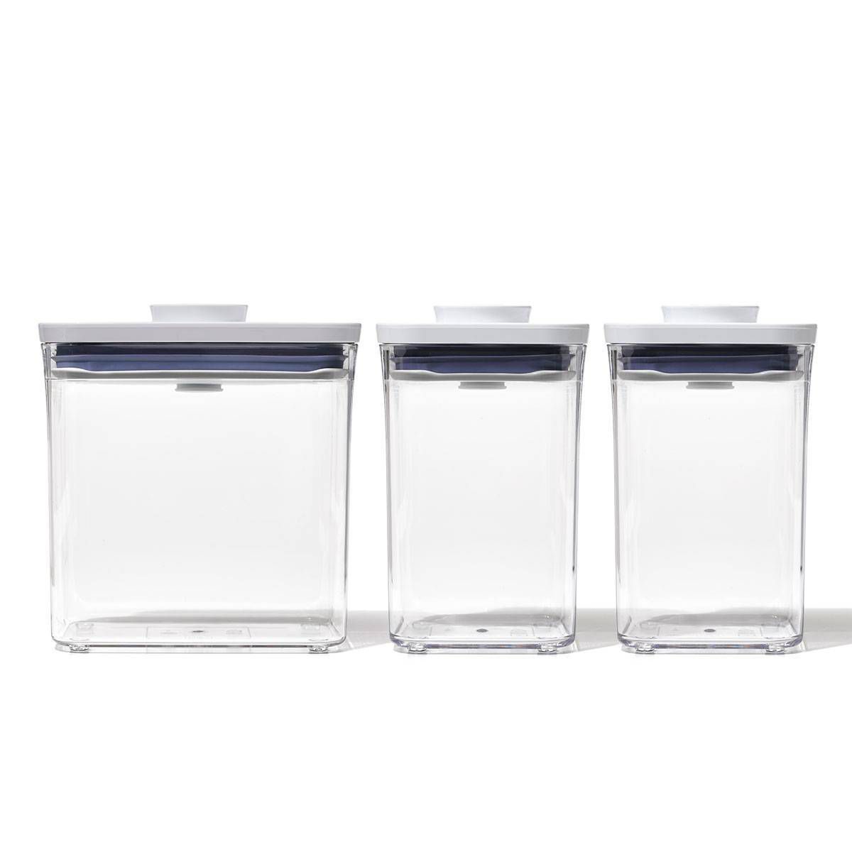 OXO POP 3pc Plastic Food Storage Container Set Clear: Air Tight Seal, Dishwasher-Safe, Lifetime Warranty