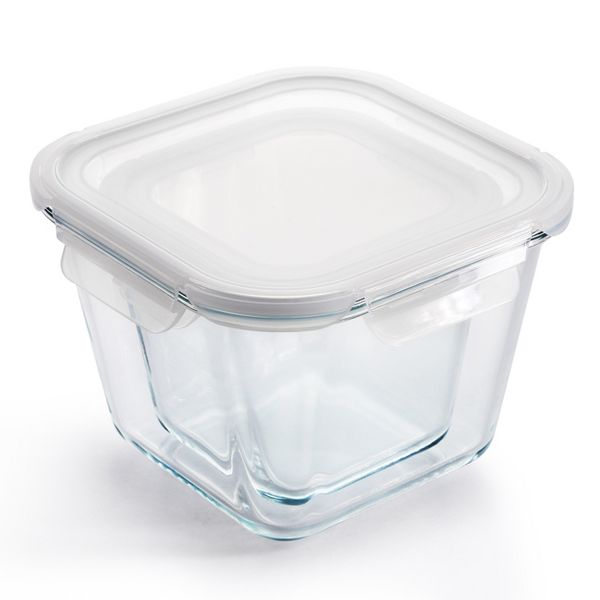 Gibson Home Essential Storage 4 Piece Borosilicate Glass Square Container Set with Snap Lids