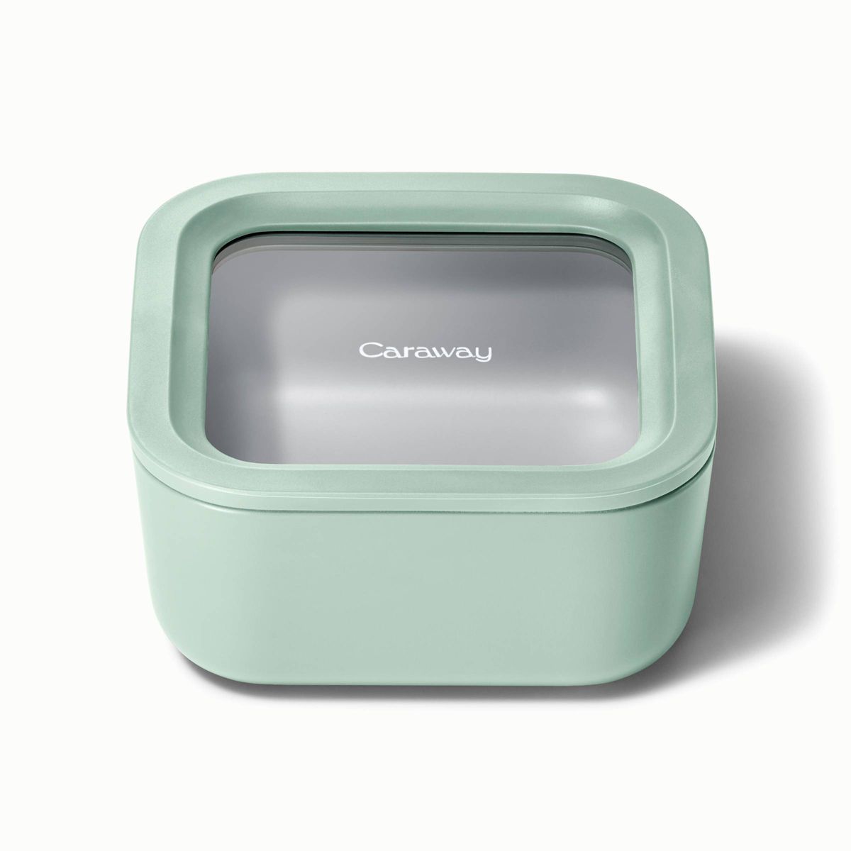 Caraway Home Small Ceramic Coated Glass Food Storage Container Cream: Oven & Microwave Safe, 4.4 Cup Capacity