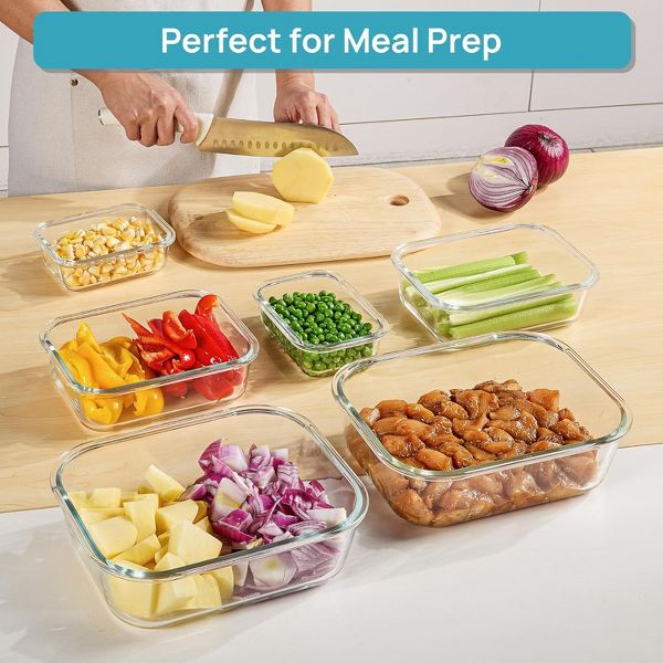 Vtopmart 6 pack 2.26L/76oz Extra Large Glass Food Storage Containers with Lids, for Microwave, Oven, Freezer, Dishwasher