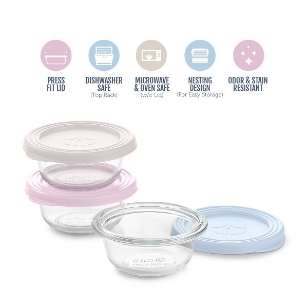 Ello Everyday 3pk 1c Round Glass Food Storage Container Set Garden Harmony