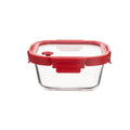 Genicook 27.1oz Square Food Storage Container with Glass Lid Red