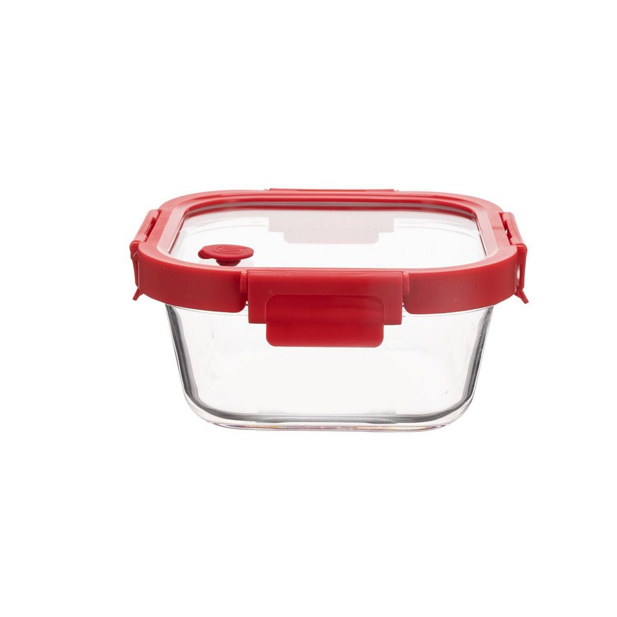 Genicook 27.1oz Square Food Storage Container with Glass Lid Red