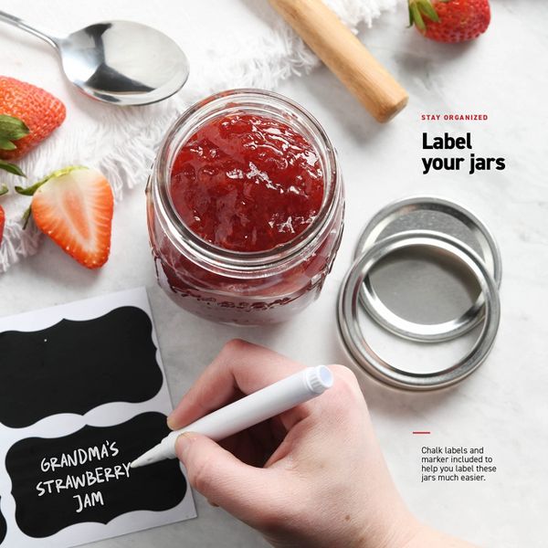 Swice 16oz Glass Mason Jars 6 Pack, Regular Mouth, Lids & Bands, Dishwasher Safe