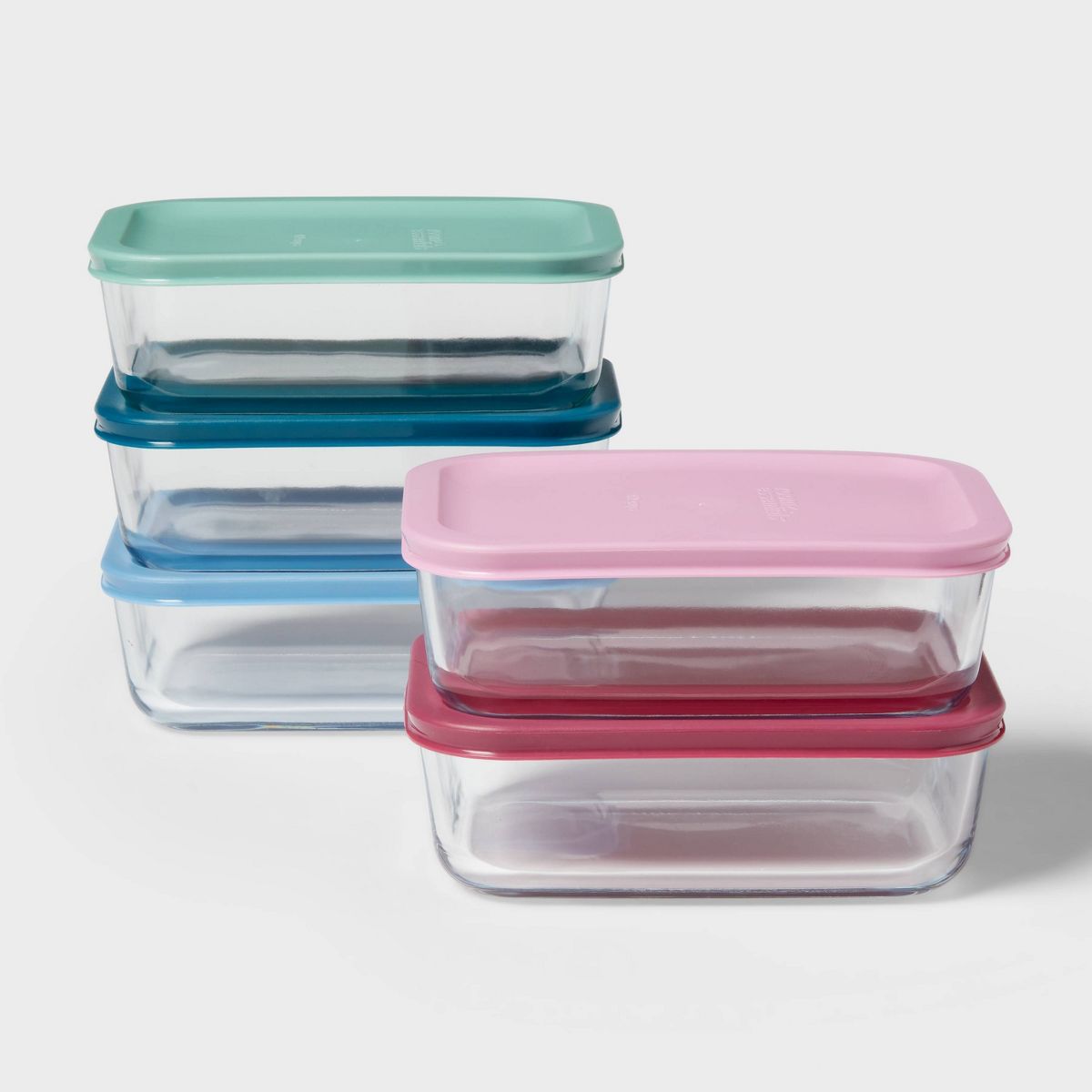 10pc (Set of 5) Glass Rectangle Meal Prep Set Blue - Room Essentials™