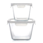 Gibson Home Essential Storage 4 Piece Borosilicate Glass Square Container Set with Snap Lids