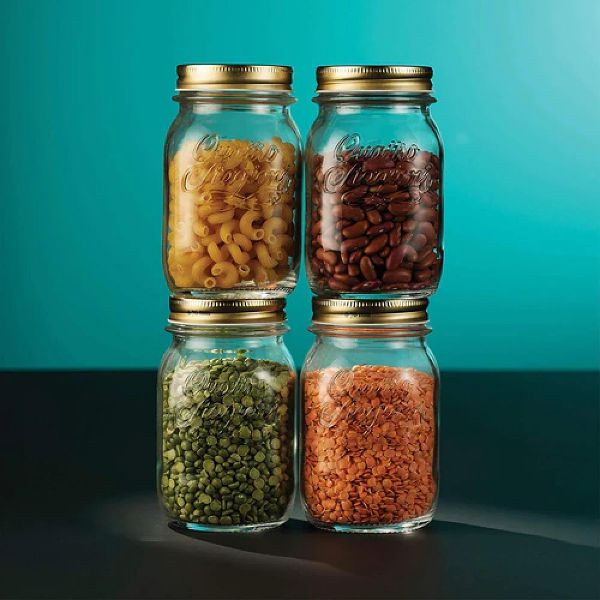 Bormioli Rocco Quattro Stagioni 17oz Glass Preserving Jars, Set of 6 - Wide Mouth Airtight, Twist Top Mason Jars