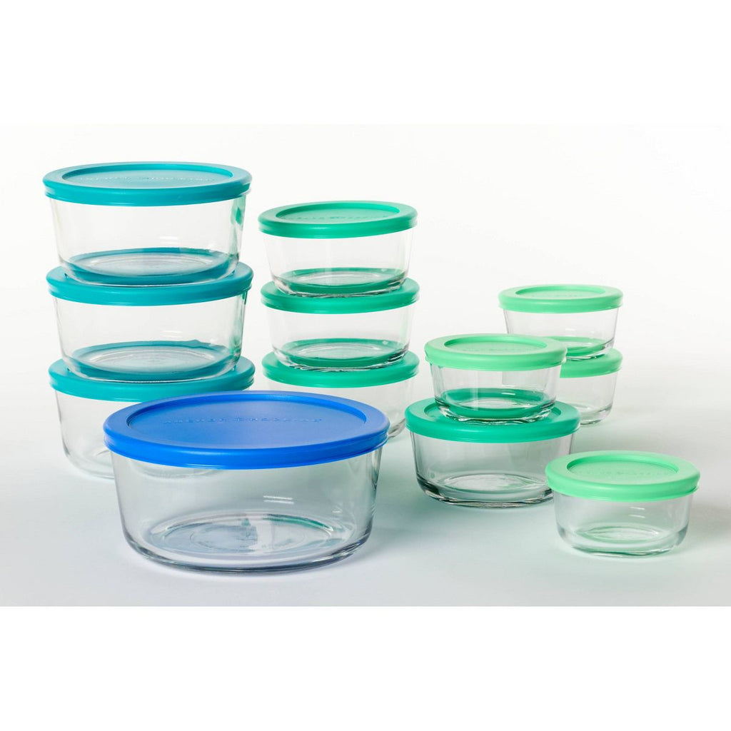 Anchor Hocking 24pc Glass SnugFit Food Storage Container Set: Oven & Freezer Safe, Microwave Safe Without Lid, Dishwasher Safe