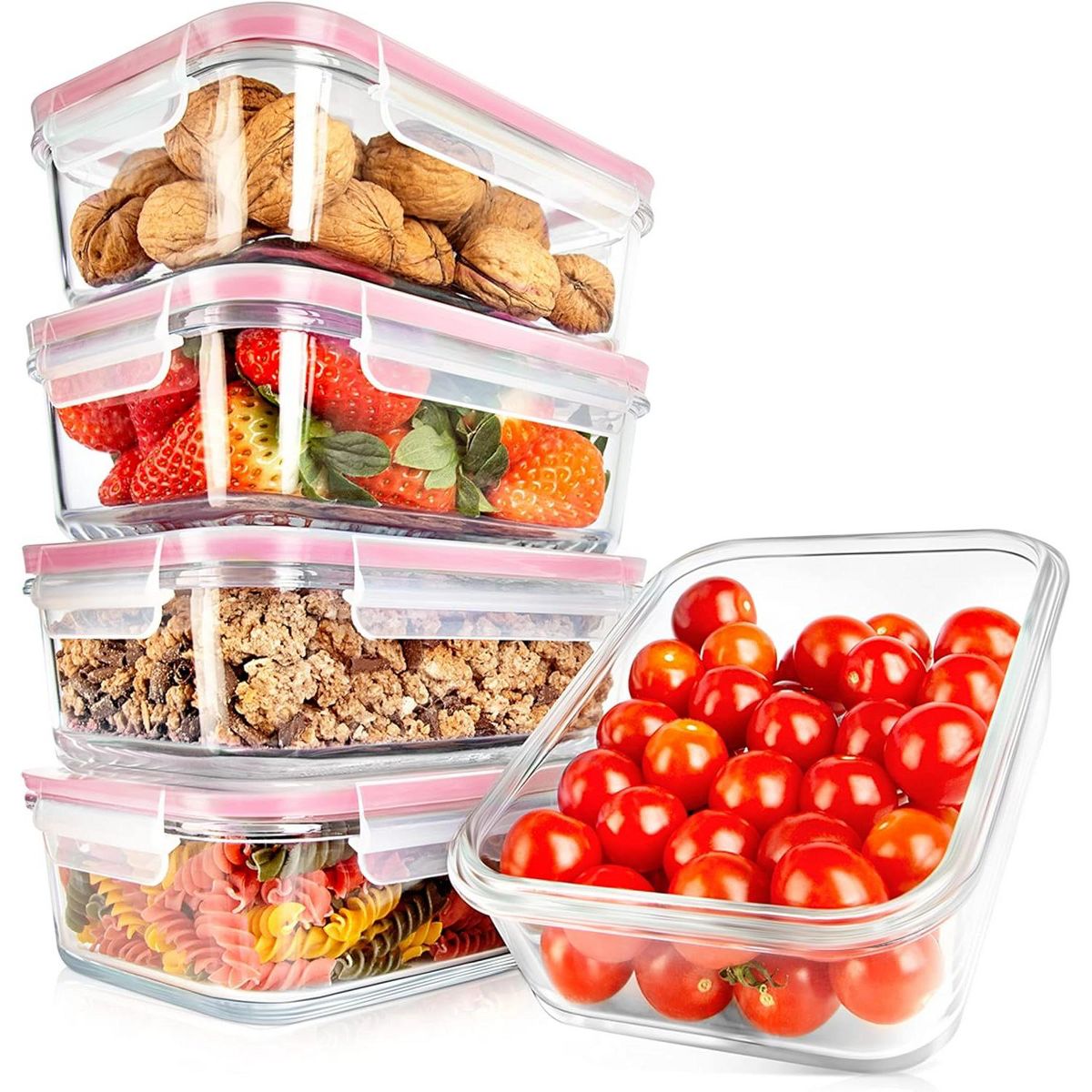 NutriChef 10-Piece High Borosilicate Glass Food Storage Containers Set (NCCLX5R9.5)