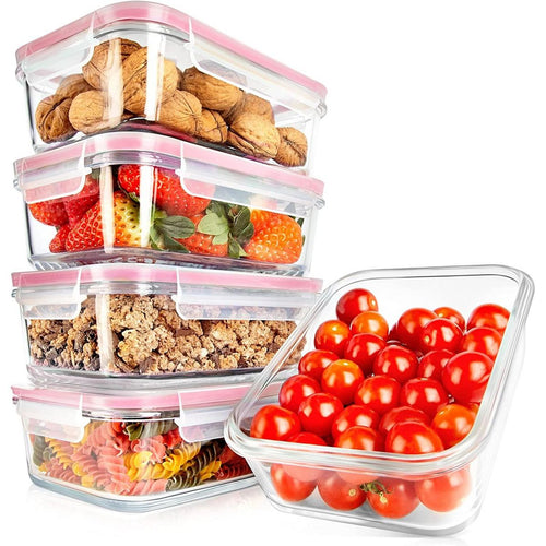 NutriChef 10-Piece High Borosilicate Glass Food Storage Containers Set (NCCLX5R9.5)