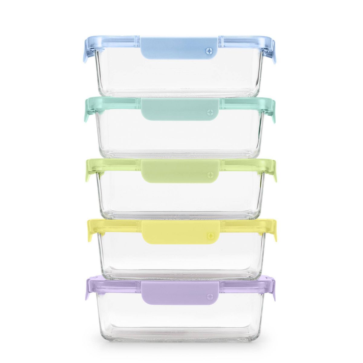 Ello Color Lock 10pc (set of 5) Glass Meal Prep Food Storage Containers Set Multicolor Brights: Glass, Oven & Microwave Safe, Dishwasher Safe,